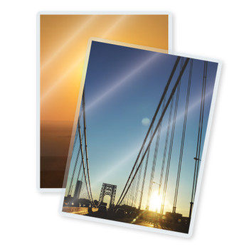 Laminated bridge at sunset photo