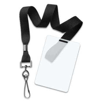 Black flat lanyard with clear badge holder
