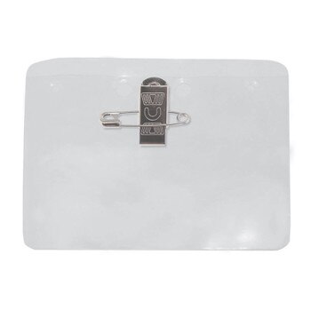 Clear Vinyl Horizontal Badge Holder W/ Pin-Clip Attachment