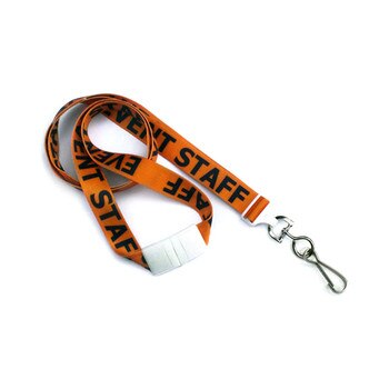 Orange pre-printed "staff" breakaway lanyard