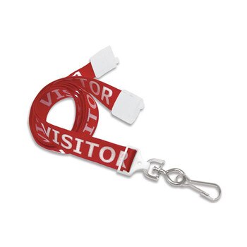 Red "visitor" printed breakaway lanyard