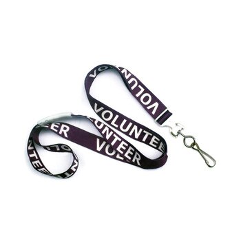 Black flat "Volunteer" printed lanyard