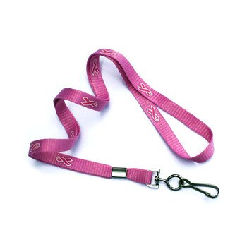 Pink breast cancer awareness lanyard