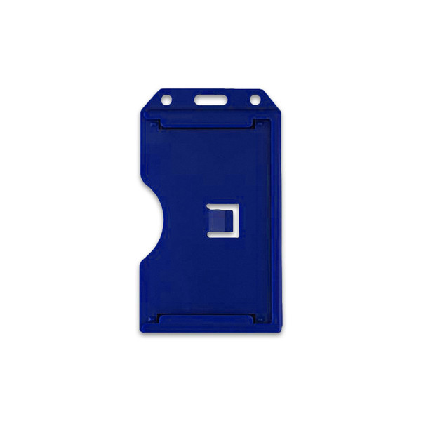 Blue Vertical 2-Sided Open-Face Multi-Card Holder With Slot/Chain Holes