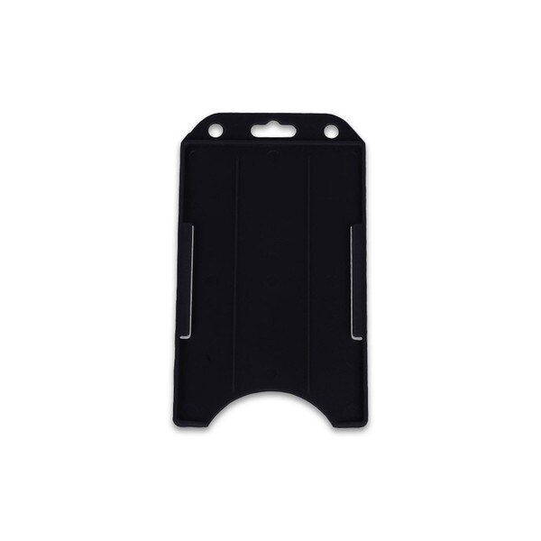 Black Vertical 2-Sided Open-Face Multi-Card Holder W/ Slot/Chain Holes