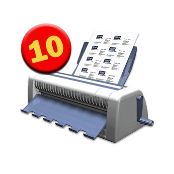 Blue and Grey Business Card Cutter with 10 icon