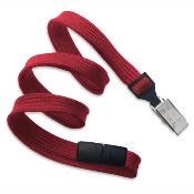 Red Flat Braided Breakaway Lanyard With Bulldog Clip