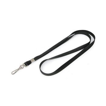 Ribbon Black Lanyard Flat With Swivel Hook