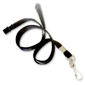 black Breakaway Lanyards Flat 36 In. With Swivel Hook