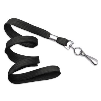 Black flat lanyard with swivel hook