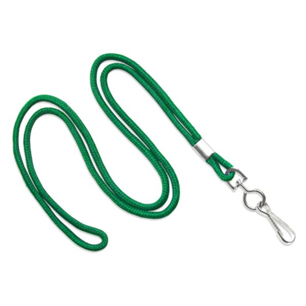 Green round lanyard with swivel hook