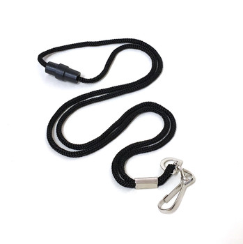 Black Round Breakaway Lanyards With Swivel Hook Attachment