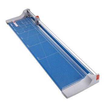 Blue and grey 51.125 In. Rolling Paper Trimmer with guide lines