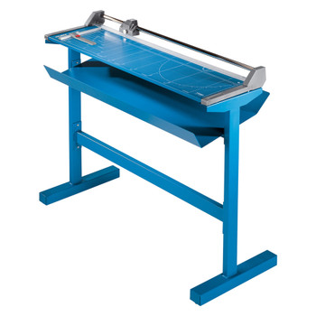 Blue 51 In. Rolling Paper Trimmer With Stand with paper catch