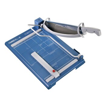 Blue and grey 14.5 In. Guillotine Paper Trimmer with safety guard