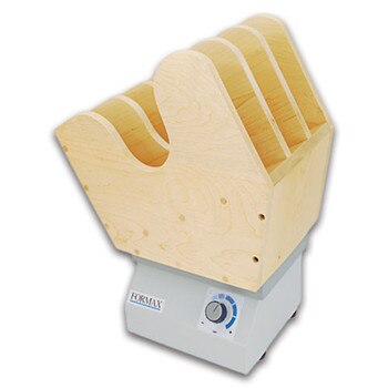 Tan paper jogger with 3 bin wooden paper holder