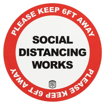 Social distancing works sticker