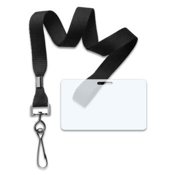 Black Flat Lanyard + 7 Mil Military Card Laminating Pouches