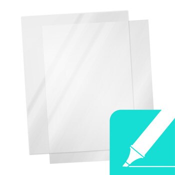 Transparency film w/ teal "write on" icon