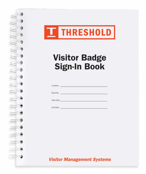 Black and white visitor sign in book with orange logo - large