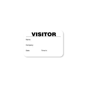 Black and white visitor badge