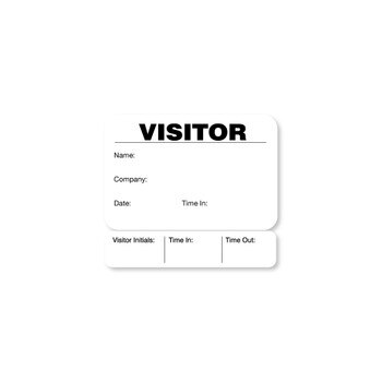 Black and white visitor badge